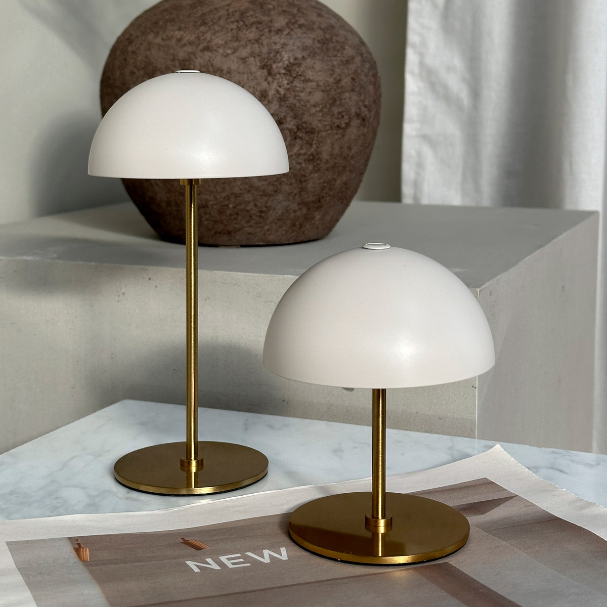 Along LED Mini Bordlampe 2 stk. - Beige/Messing