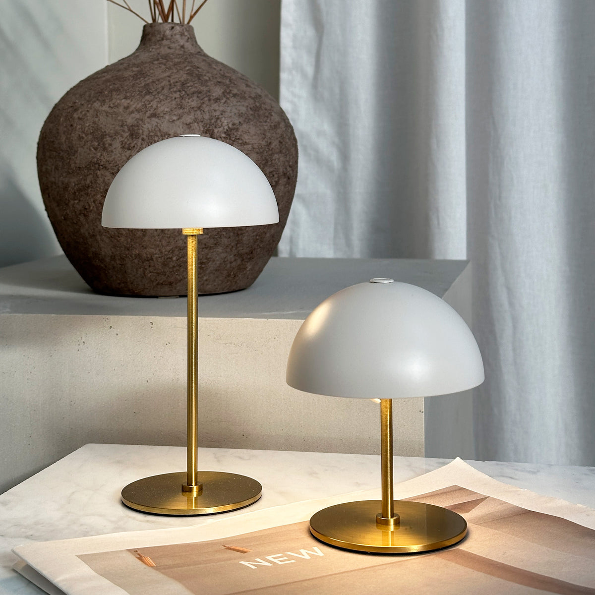 Along LED Mini Bordlampe 2 stk. - Beige/Messing