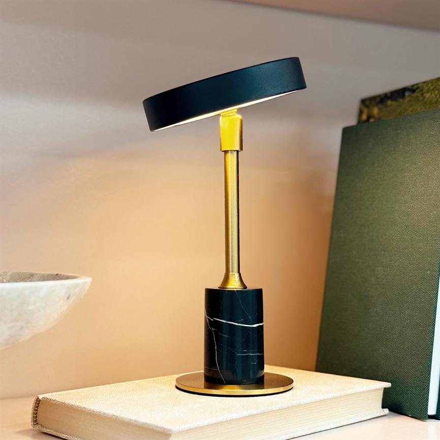 Starlight LED Mini Genopladelig Bordlampe - Sort/Marmor